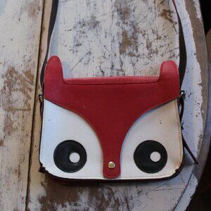 Vintage Red White Naugahyde Owl Purse Very Cool